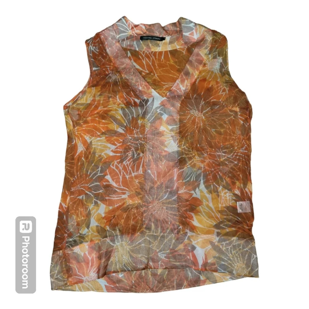 💕Adrienne vittadini 100% silk sheer blouse